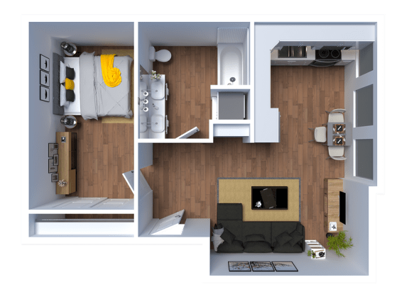AP1 Lofts - Unit F - 1 Bed - Floor Plan