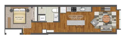 1Bd 1Bth V Floor Plan at Stella St. Paul Apartments, St. Paul, MN, 55102