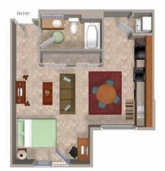Studio 2 Floor Plan, at Beaumont Apartments, Woodinville, WA 98072