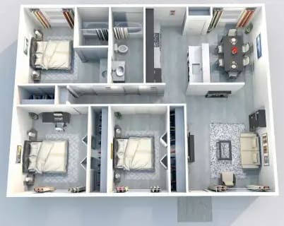 C1 | 3 BED / 1 BATH | 1,250 SQ FT at Aero White Rock, Dallas, 75238