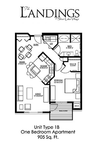 Floor Plan  Dominium_Landings at Silver Lake_1 Bedroom Floor Plan