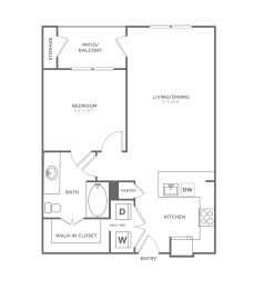 a floor plan of a 1 bedroom floor plan