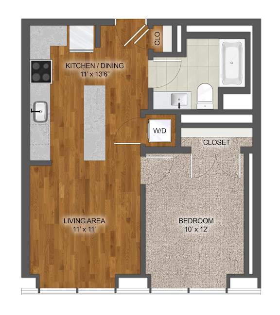 1Bed 1Bath G Floor Plan at Stella St. Paul Apartments, St. Paul, MN, 55102
