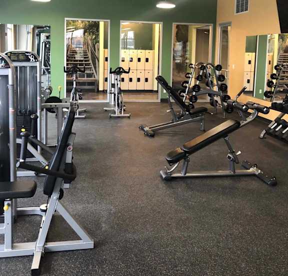 a gym with weights and other exercise equipment