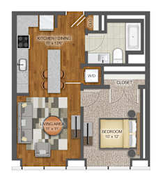 1Bd 1Bth L Floor Plan at Stella St. Paul Apartments, St. Paul