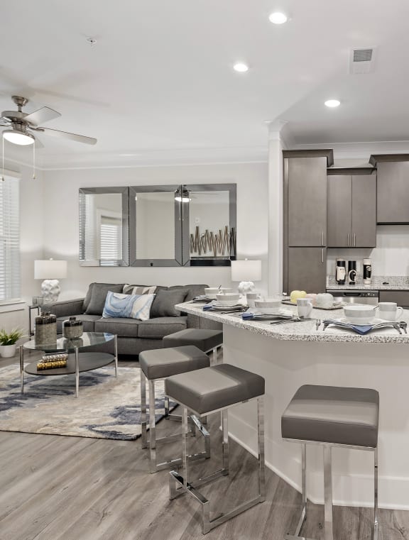 Open Kitchen and Dining Area at Ellis Station, Durham, NC