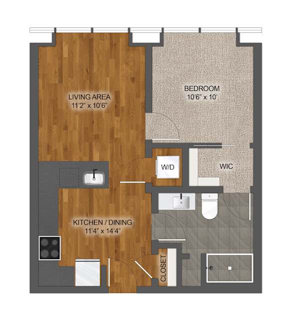 1Bed 1Bath K Floor Plan at Stella St. Paul Apartments, St. Paul