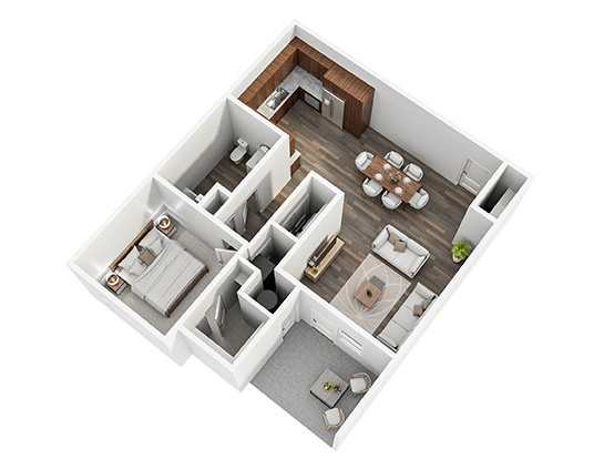 1 bedroom 1 bathroom D at Stonegate Crossing Apartments, Clive, IA, 50325