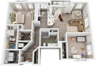 Windmill Floorplan | 1,251 Sq. Ft. at Flats at West Broad Village, Virginia