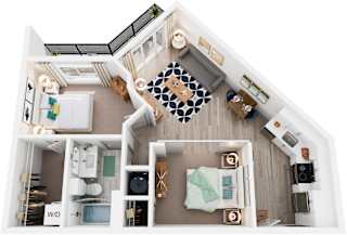 1 Bed 1 Bath Floor Plan | 858 Sq. Ft. at Vista Brooklynn Apartments, in Jacksonville, Florida