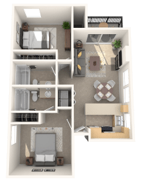 a floor plan of a house with a bedroom and a living room