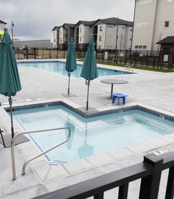Swimming Pool and Sparkling Hot Tub