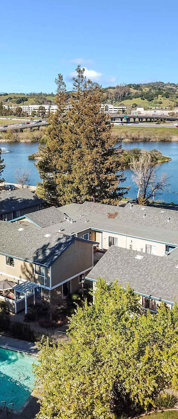 Aerial view at Redwood Landing Apartments, California