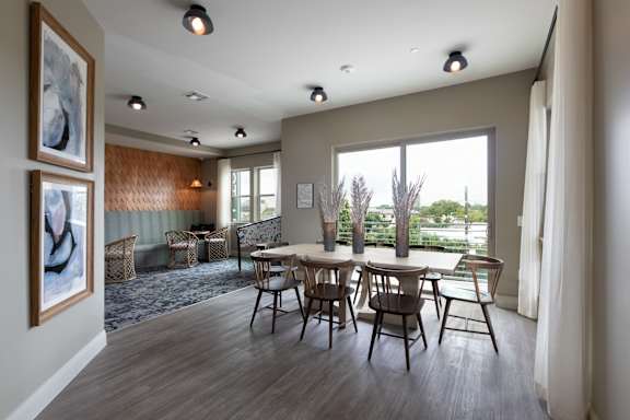 Office meeting room at The Flats at West Alabama apartments for rent in Houston, TX.