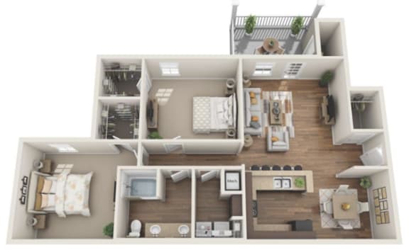 a bedroom floorplan is shown with a wood floor
