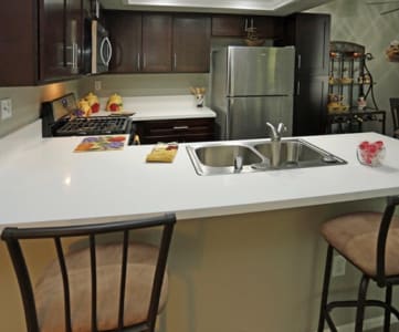 Newly Renovated Kitchens with New Cabinets, Quartz Countertops and Energeny Efficient Stainless Steel Appliances