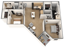 Beacon Floor Plan at Chelsea Apartments, St Louis, Missouri