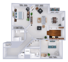  Floor Plan Jefferson - 2 Bed, 2 Bath