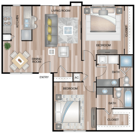 B8 | 2 Bed / 1.5 at The Escapade, San Antonio, Texas