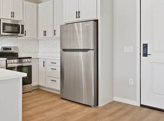 A modern kitchen at Lochner Apartments, White Bear Lake, MN,  55110