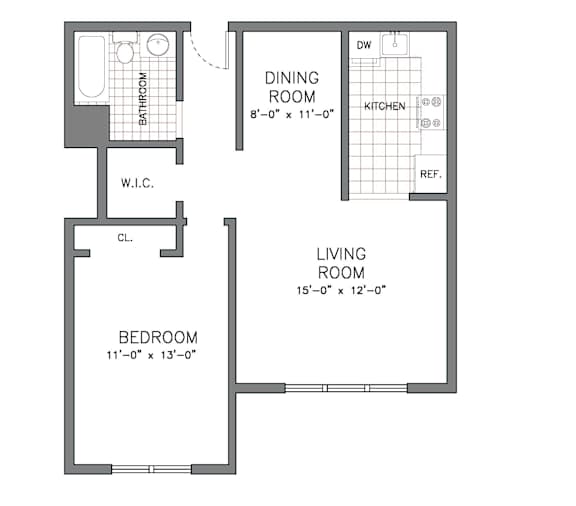 A floor plan of a 3D Residence Type with a living room, dining room, kitchen, and bathroom.