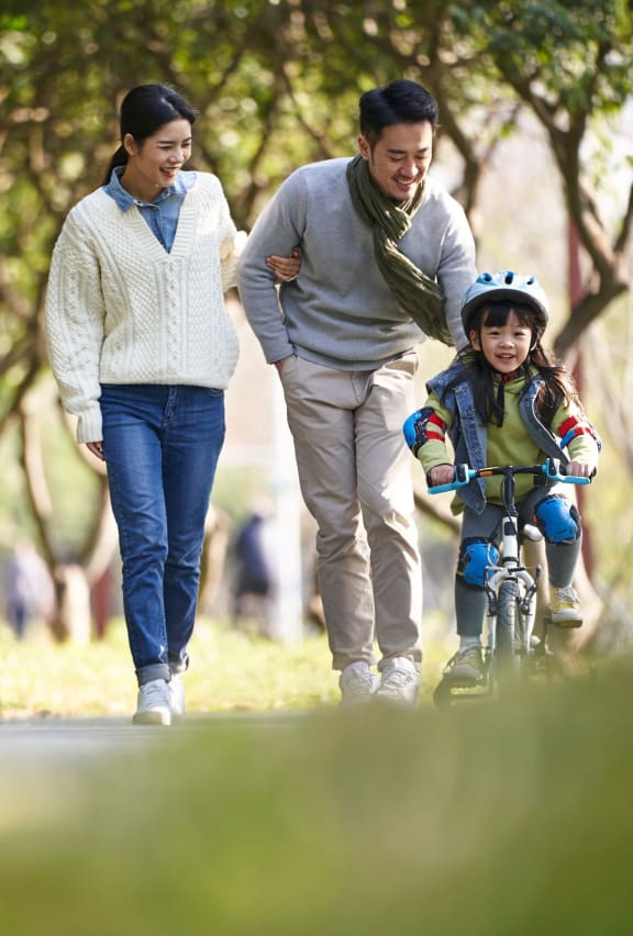 family in park at Quartz Creek, Washington