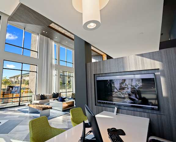 Desk and computer station in clubhouse