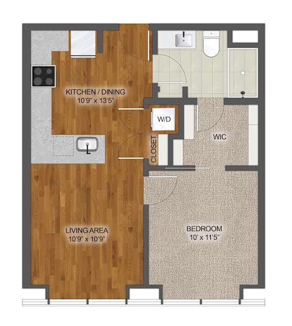 1B1B Floor Plan at Stella St. Paul Apartments, St. Paul, MN, 55102
