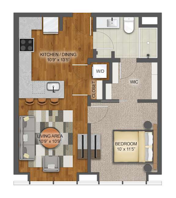 1Bd 1Bth E Floor Plan at Stella St. Paul Apartments, St. Paul