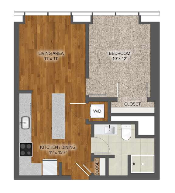 1Bd 1Bth Floor Plan at Stella St. Paul Apartments, Minnesota
