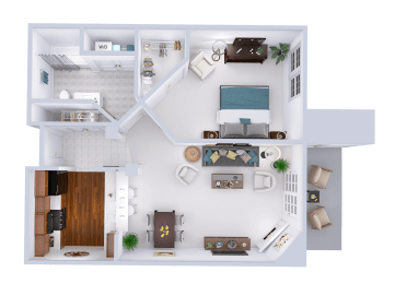  Floor Plan Virginian I - 1 Bed, 1 Bath