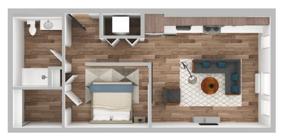 The Gabe Apartments in Portland, Oregon 1E Floor Plan