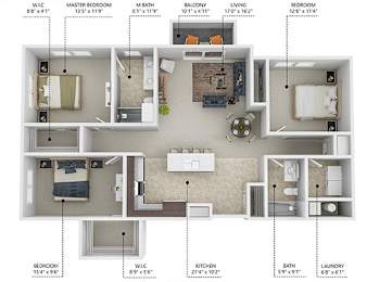 D1 Floor Plan at Lake Shore Apartments, Ankeny, IA