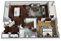 1 Bedroom D 1 Bath Floor Plan at Century Town Center, Gainesville, Florida