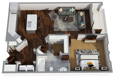 Floor Plan  1 Bedroom D 1 Bath Floor Plan at Century Town Center, Gainesville, Florida