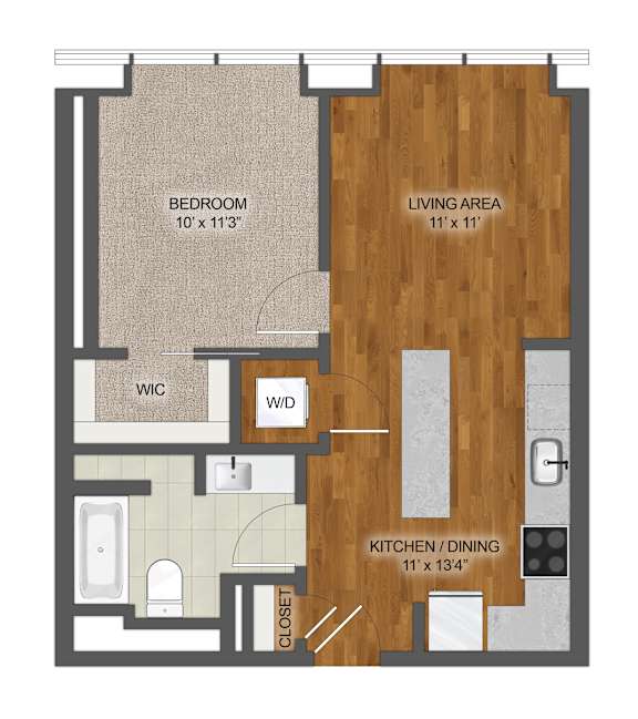 1Bed 1Bath O Floor Plan at Stella St. Paul Apartments, St. Paul, MN