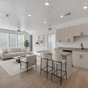 Kitchen with Silver Appliances at City Lofts Apartments