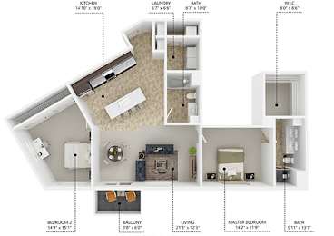 C4 Floor Plan at Lake Shore Apartments, Ankeny, 50021