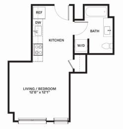 A1 Floor Plan at Corner 63 Apartments in Seattle, Washington