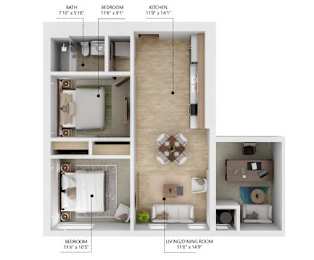 B2 Den Floor Plan at City Square Lofts, Des Moines Iowa