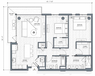 52 TEN B5 Floorplan, 2 bed 2 bath