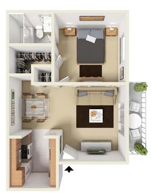 A1 - 1 bedroom 1 bath Floor Plan at Aviare Place, Midland, TX, 79705