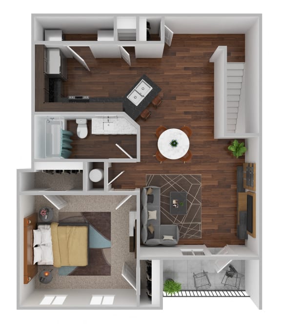 a stylized floor plan with a bedroom and living room at Century HomePlace, Prattville, AL 36066