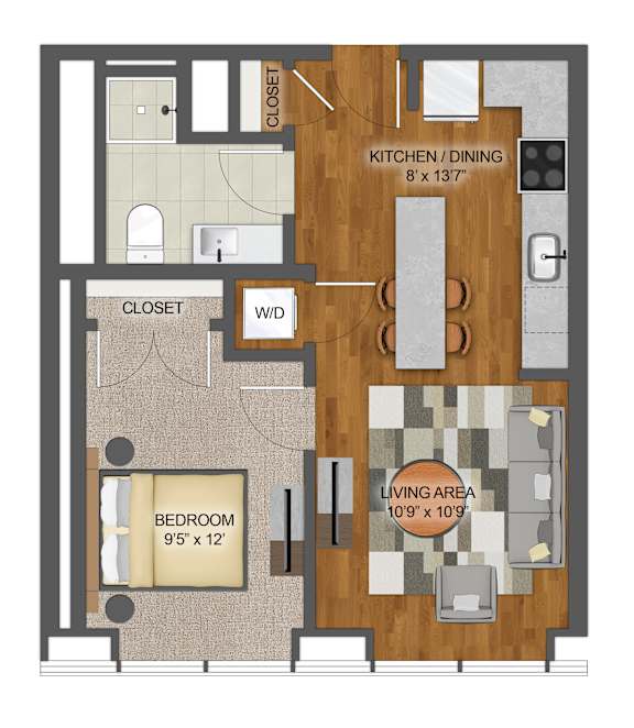 1Bd 1Bth M Floor Plan at Stella St. Paul Apartments, Minnesota