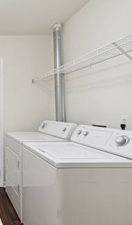 Washer and Dryer with Built In Shelving