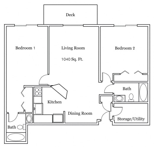 Floor Plan  2 Bedroom 2 Bathroom Large