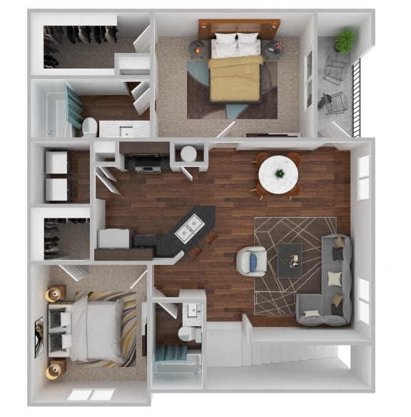 a stylized floor plan with a bedroom and living room at Century HomePlace, Prattville, 36066