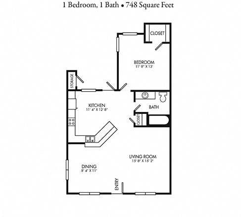Floor Plan  1BR- B