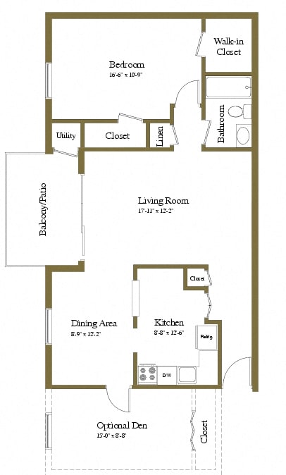 1 bedroom 1 bathroom with den at Painters Mill Apartments, Randallstown, 21117