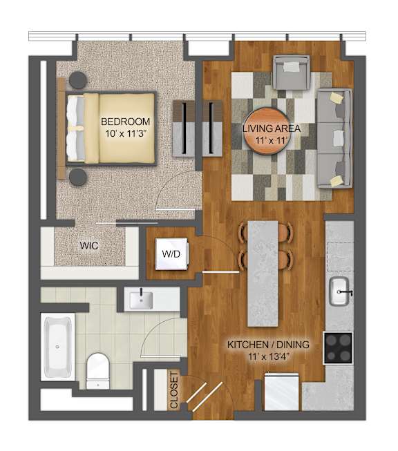 1Bd 1Bth T Floor Plan at Stella St. Paul Apartments, Minnesota